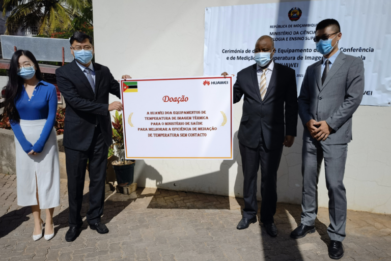 Huawei Moçambique Doa equipamento de videoconferência e sistemas de medição de temperatura ao MCTES e MISAU