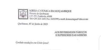 Nos próximos dias: Bispo de Quelimane não quer políticos discursando nas suas igrejas