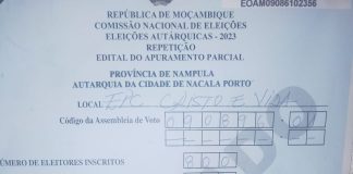 Nacala: Frelimo vence repetição de votação