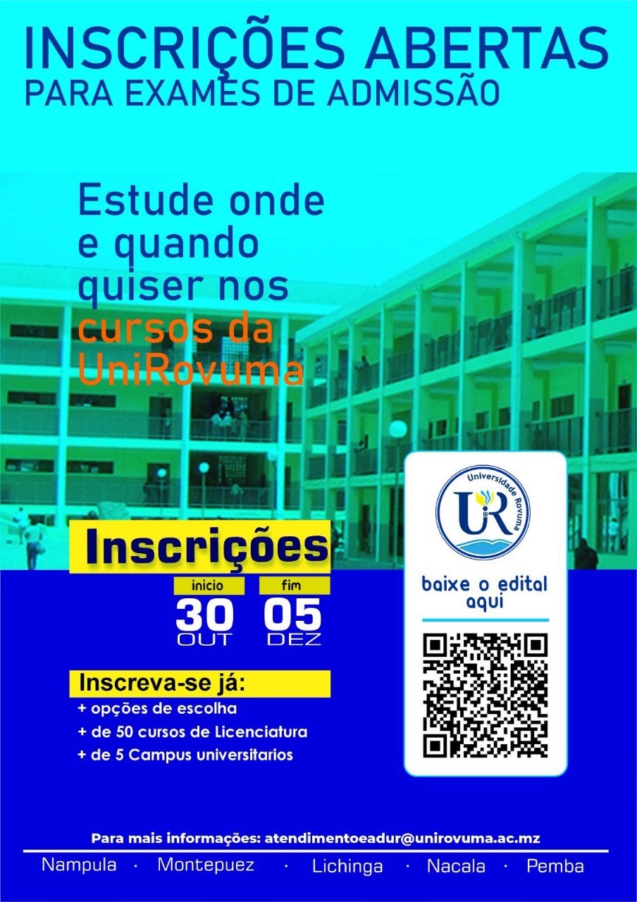 UniRovuma abre inscrições para exames de admissão 2026 apostando na digitalização e ensino à distância